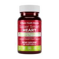 Basic Health Brands® SUPER SMART HEART Mega Potency Omega-3 Fish Oil, 1000 mg