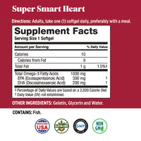 Basic Health Brands® SUPER SMART HEART Mega Potency Omega-3 Fish Oil, 1000 mg