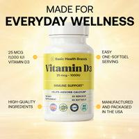 Basic Health Brands® Happy Sunshine Vitamin D3, 1000 IU