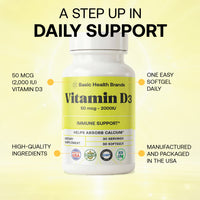 Basic Health Brands® Happy Sunshine Vitamin D3, 2000 IU
