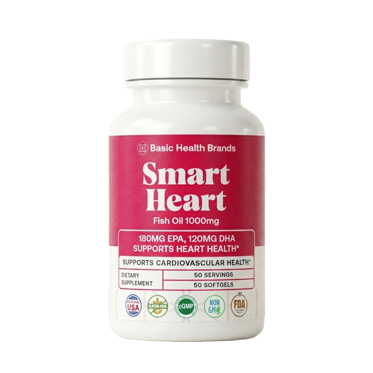Basic Health Brands® Smart Heart Omega-3 Fish Oil, 1000 mg