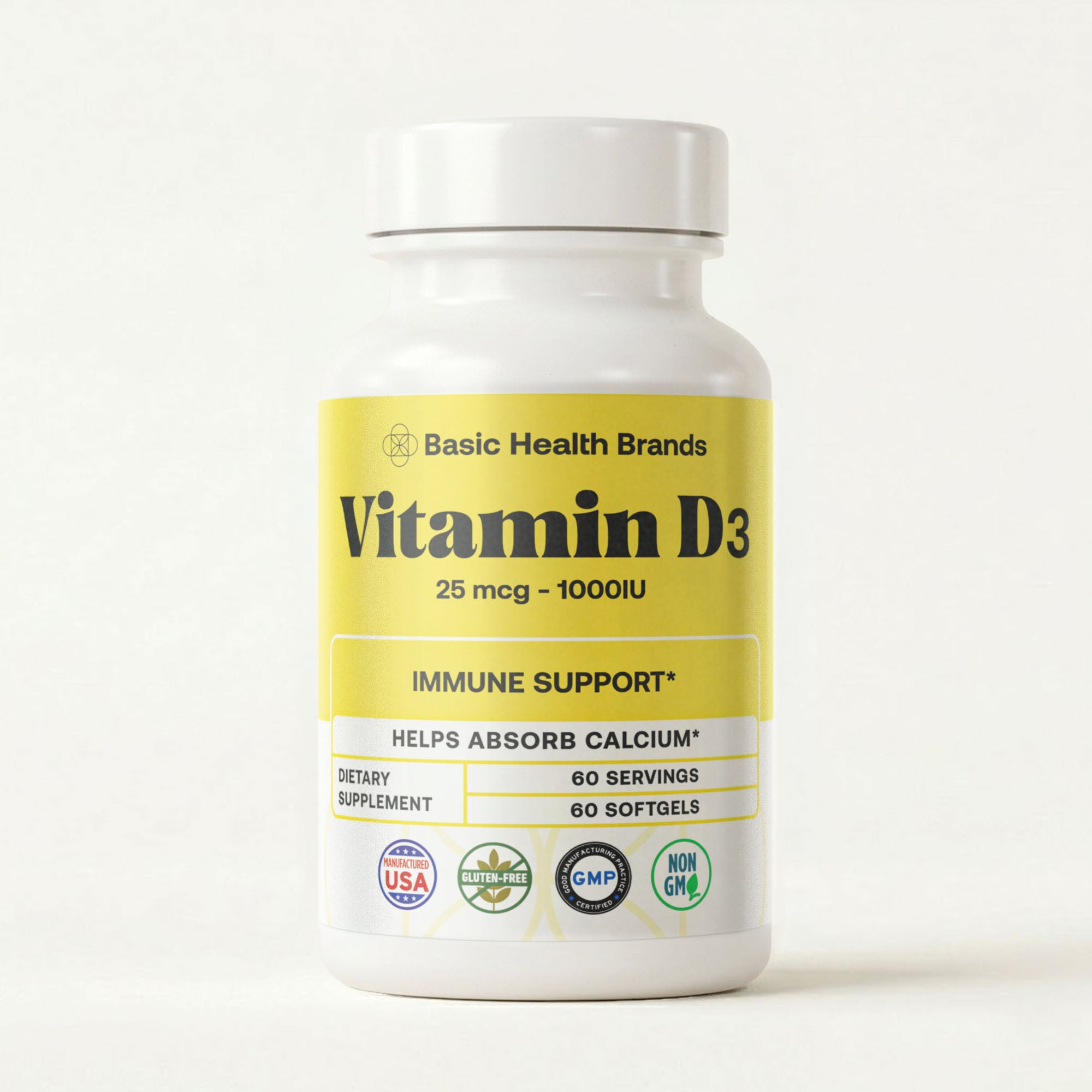 Basic Health Brands® Happy Sunshine Vitamin D3, 1000 IU