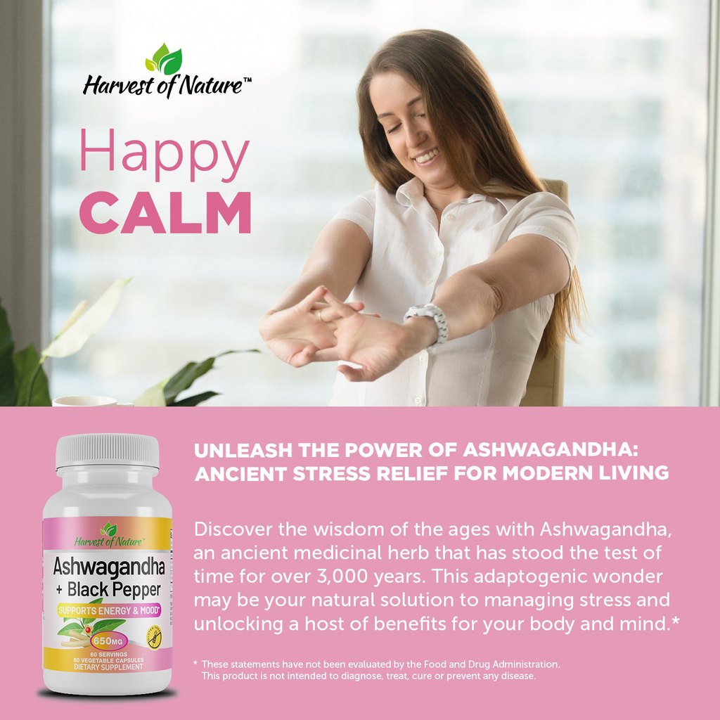 Harvest of Nature® Ashwagandha with Black Pepper – Stress Relief