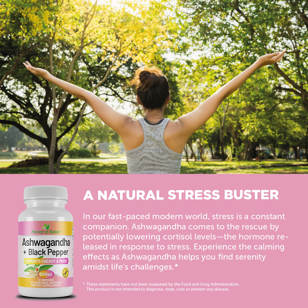 Harvest of Nature® Ashwagandha with Black Pepper – Stress Relief