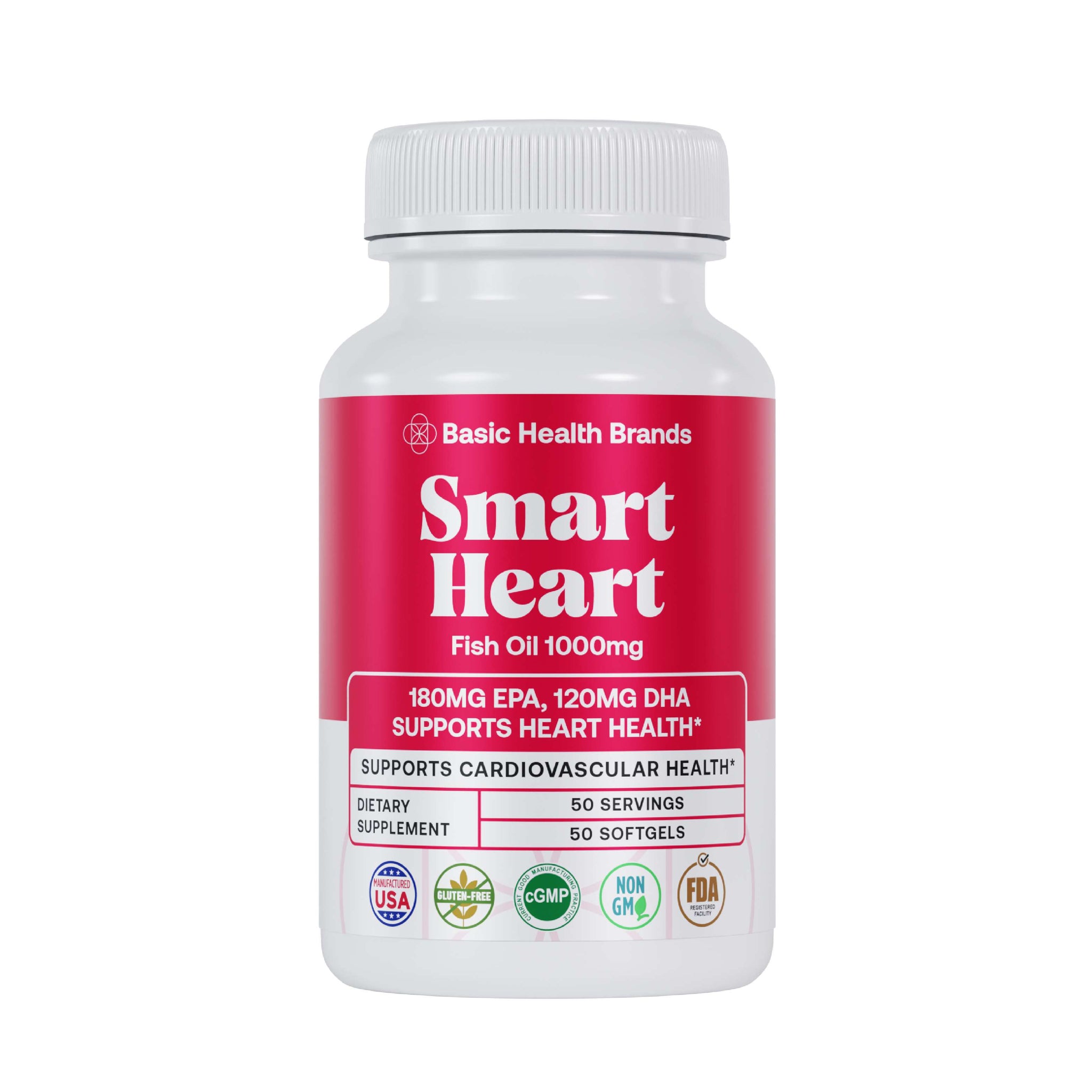 Basic Health Brands® Smart Heart Omega-3 Fish Oil, 1000 mg