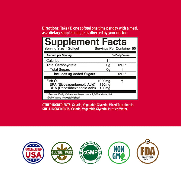 Basic Health Brands® Smart Heart Omega-3 Fish Oil, 1000 mg