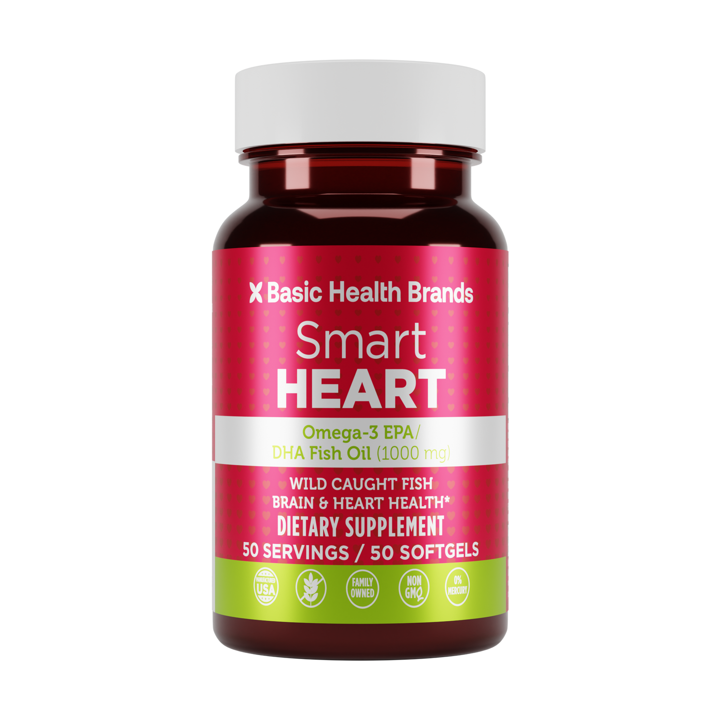 Basic Health Brands® Smart Heart Omega-3 Fish Oil, 1000 mg