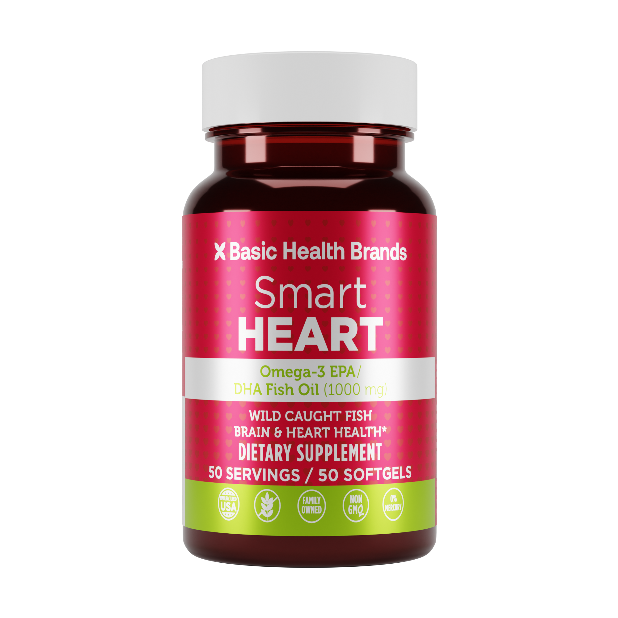 Basic Health Brands® Smart Heart Omega-3 Fish Oil, 1000 mg