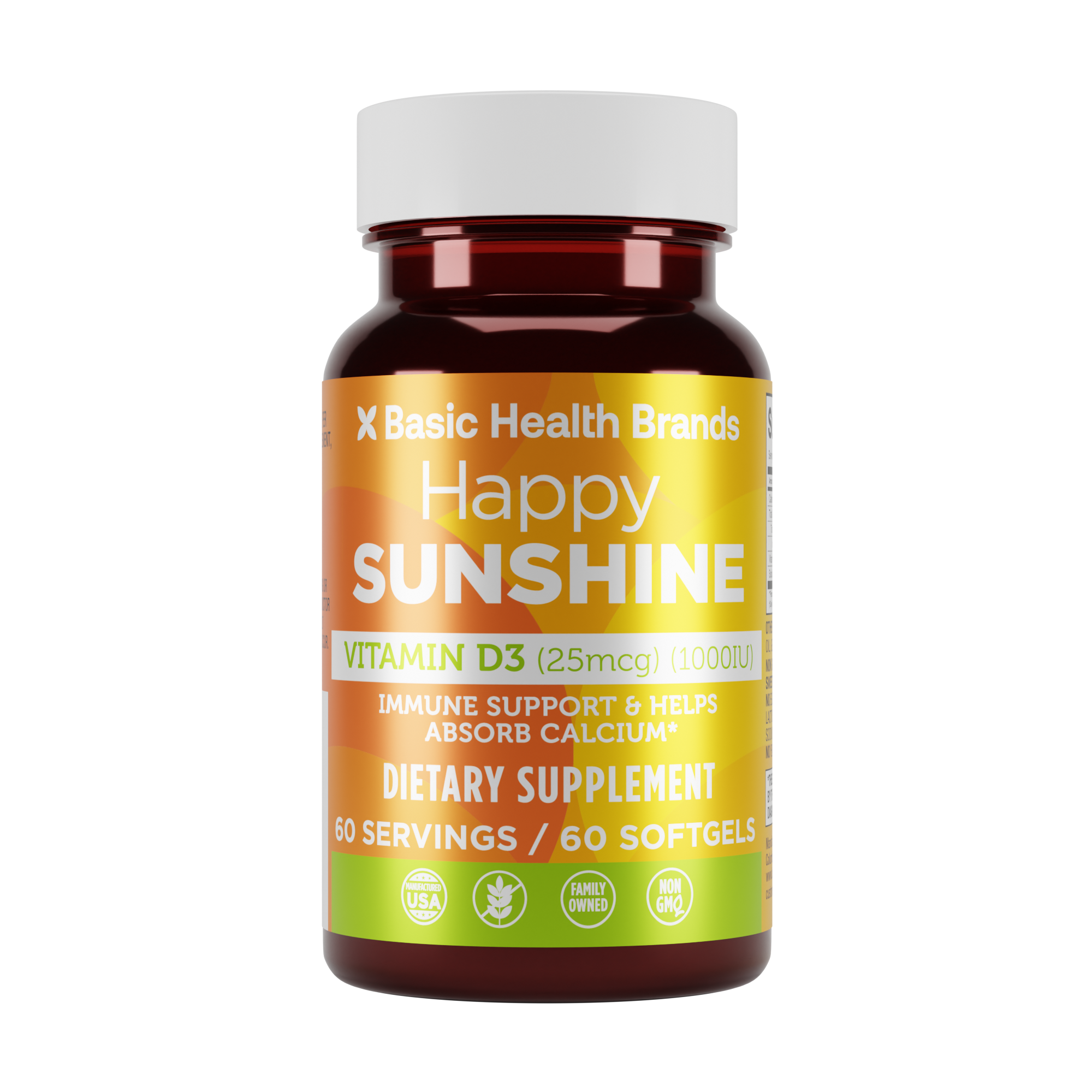 Basic Health Brands® Happy Sunshine Vitamin D3, 1000 IU