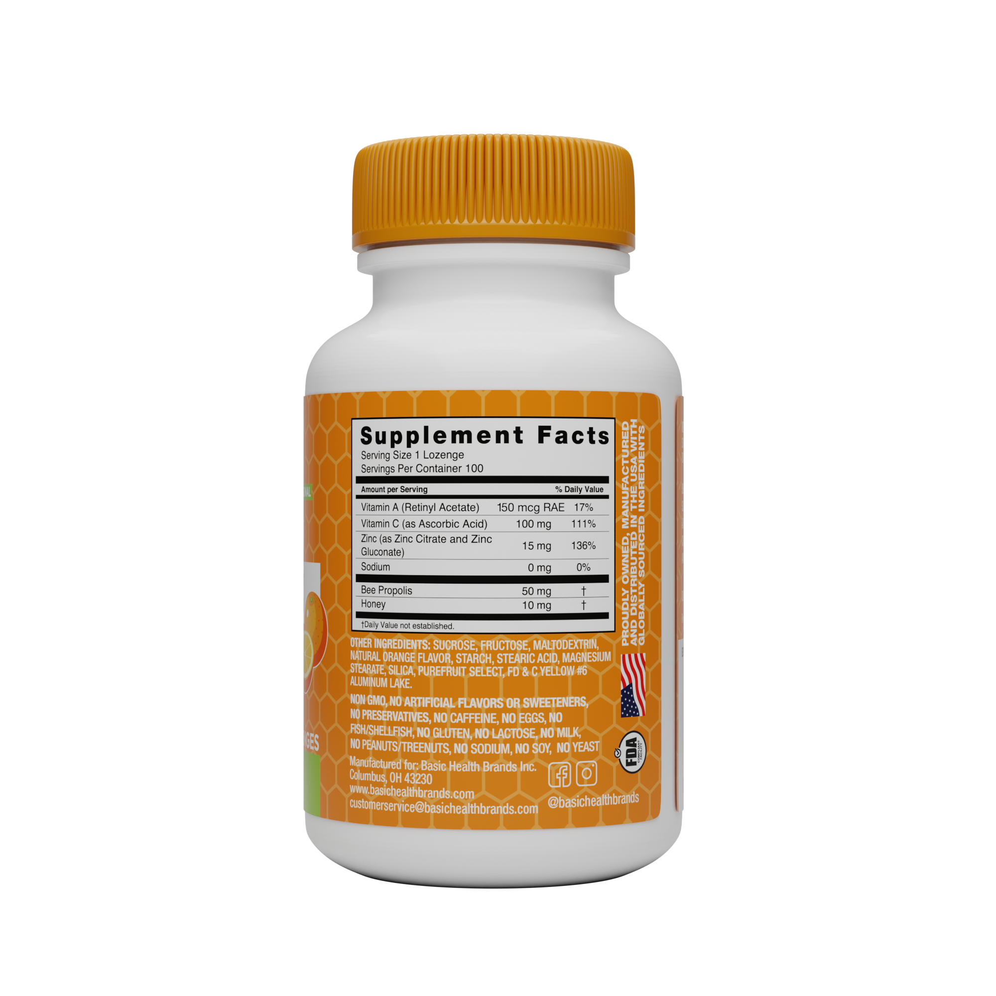 Basic Health Brands® Zinc Lozenges, Orange