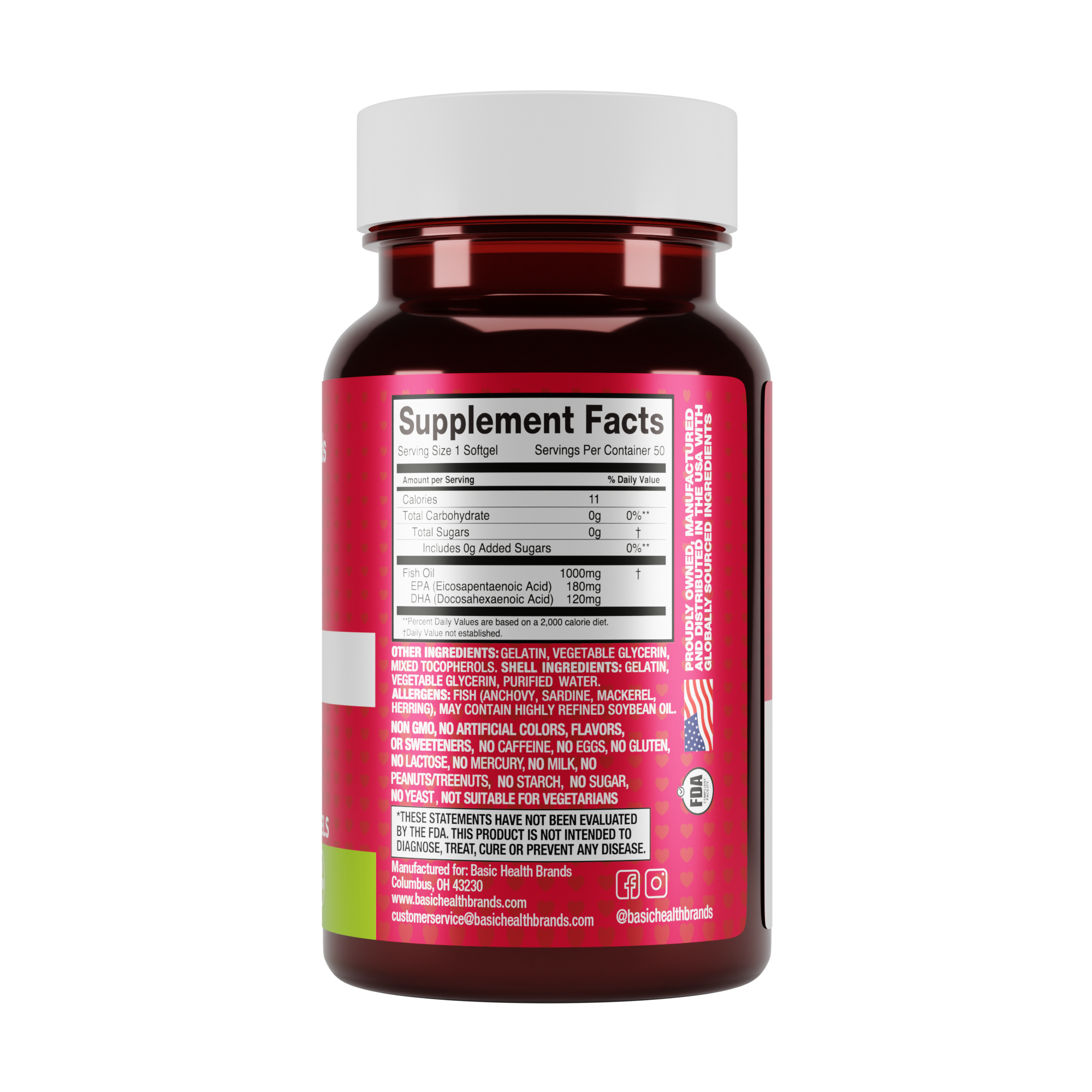 Basic Health Brands® Smart Heart Omega-3 Fish Oil, 1000 mg