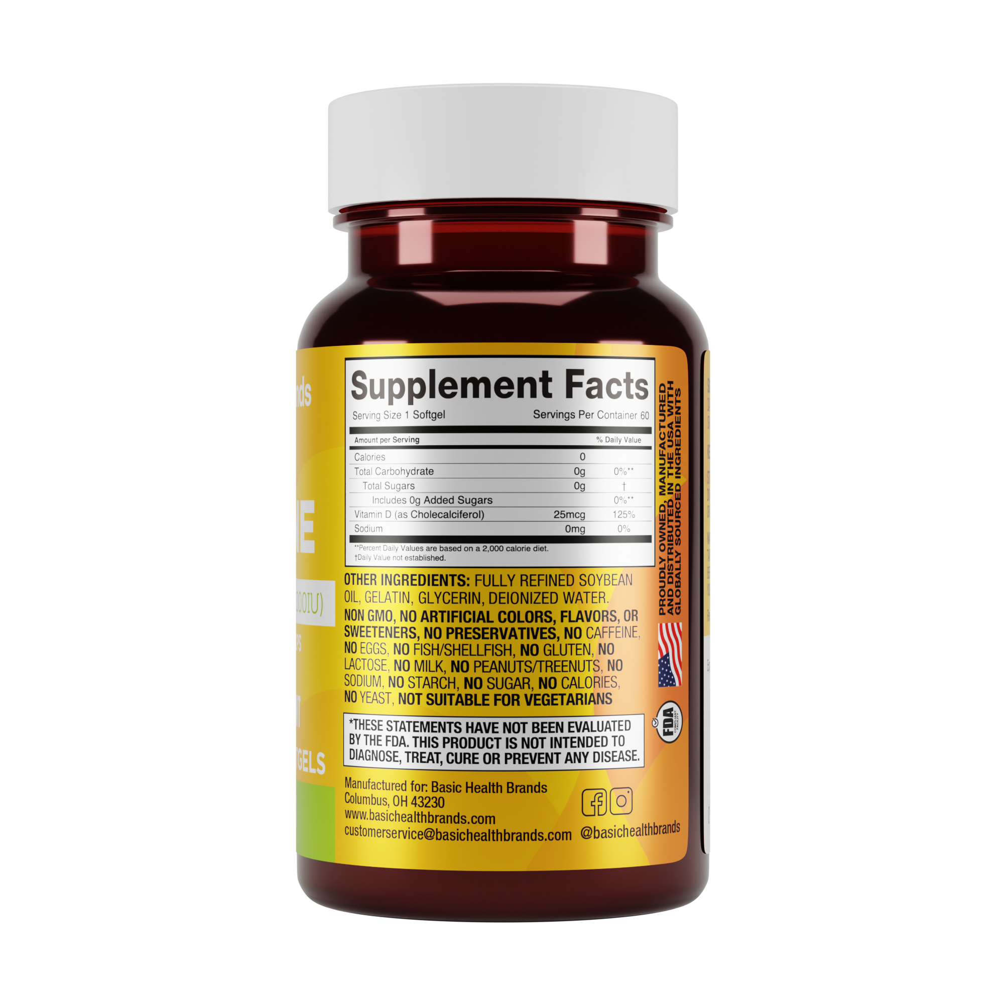 Basic Health Brands® Happy Sunshine Vitamin D3, 1000 IU