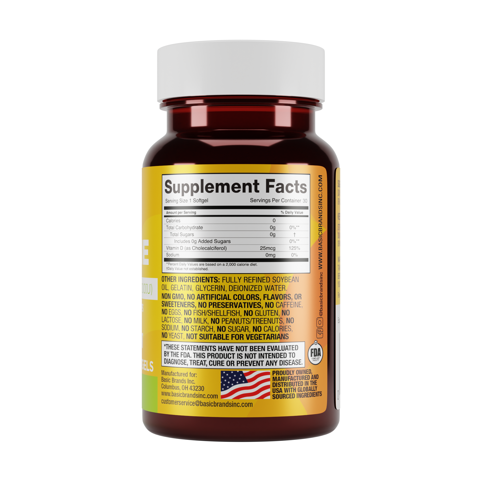 Basic Health Brands® Happy Sunshine Vitamin D3, 1000 IU