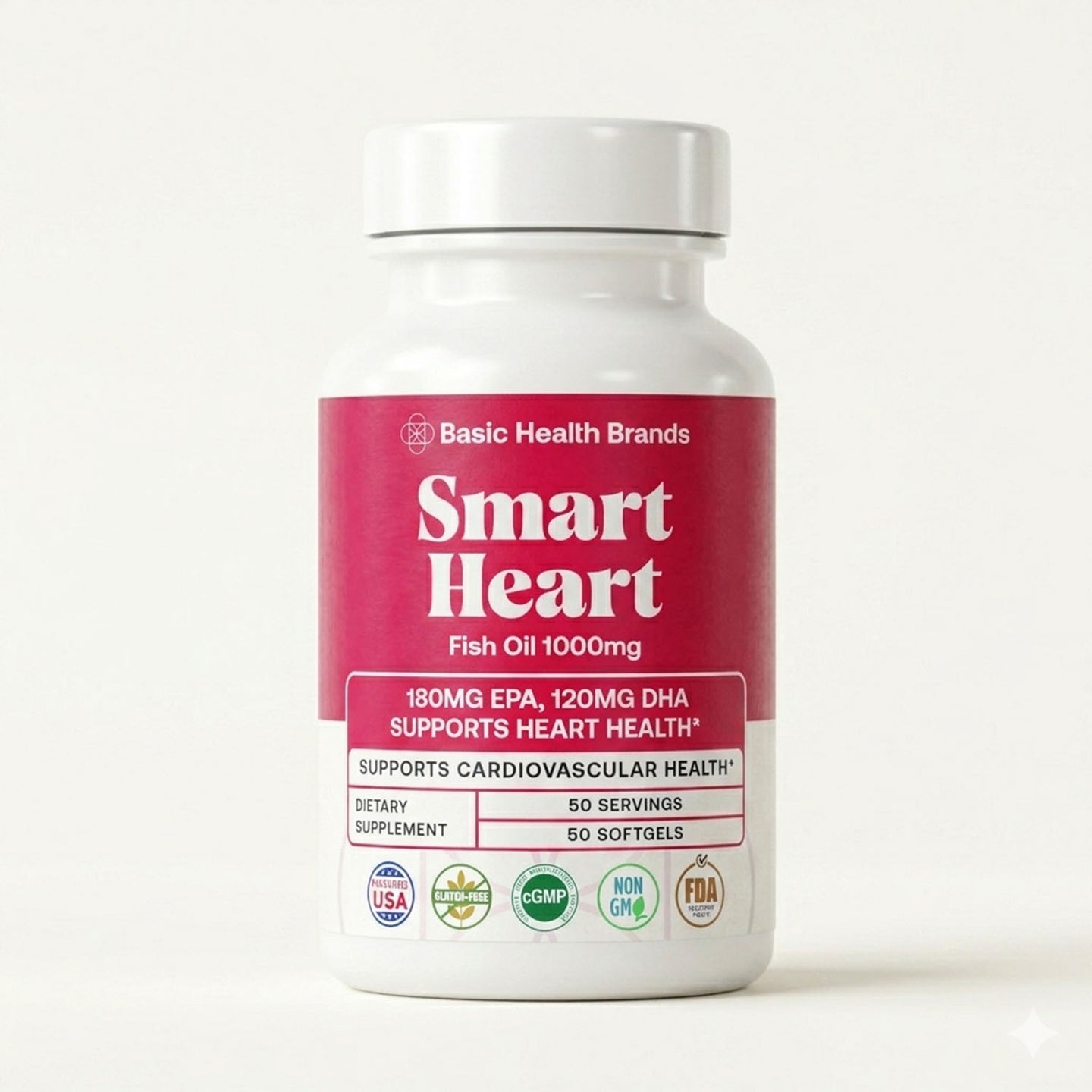 Basic Health Brands® Smart Heart Omega-3 Fish Oil, 1000 mg