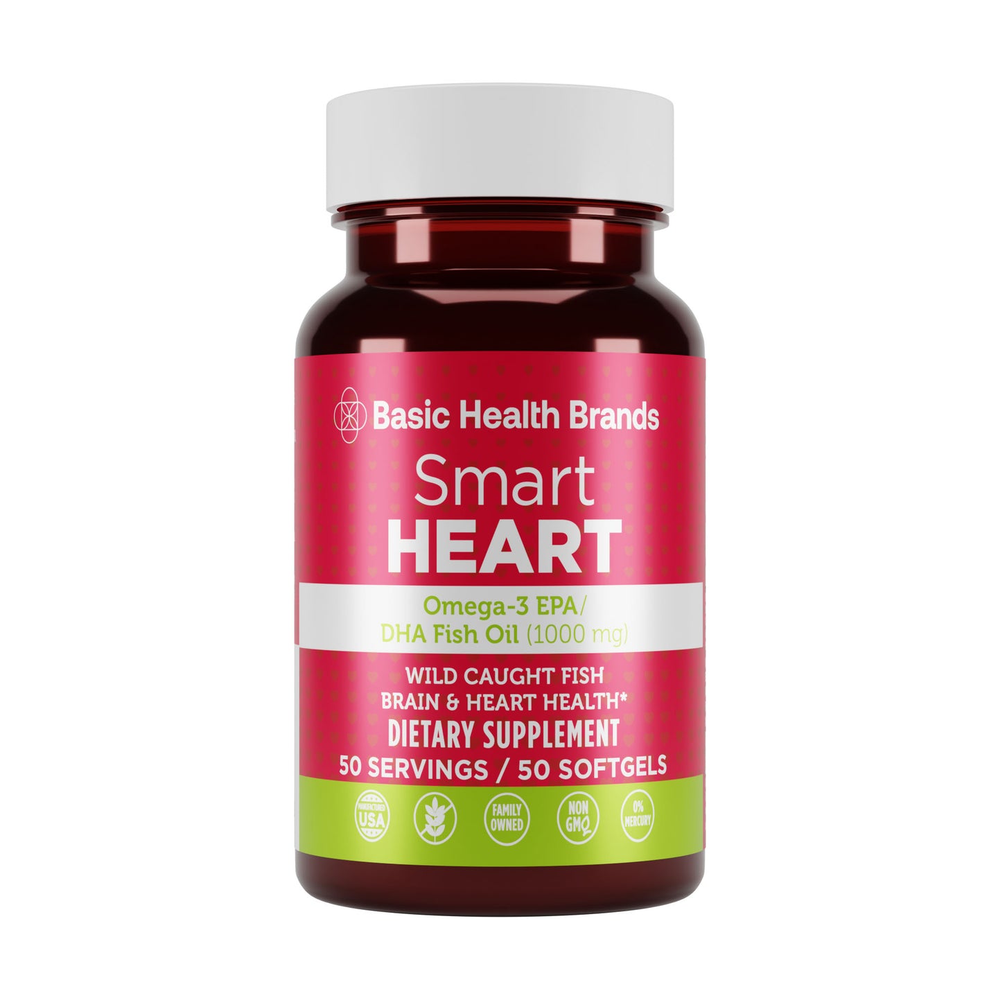 Basic Health Brands® Smart Heart Omega-3 Fish Oil, 1000 mg