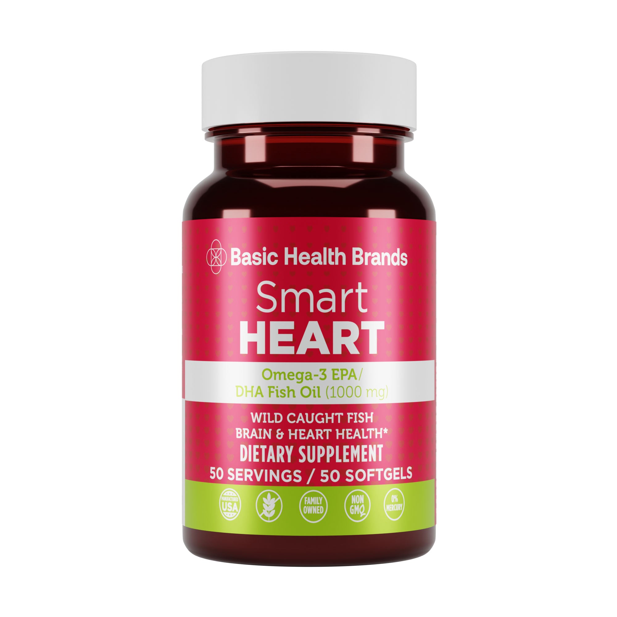 Basic Health Brands® Smart Heart Omega-3 Fish Oil, 1000 mg